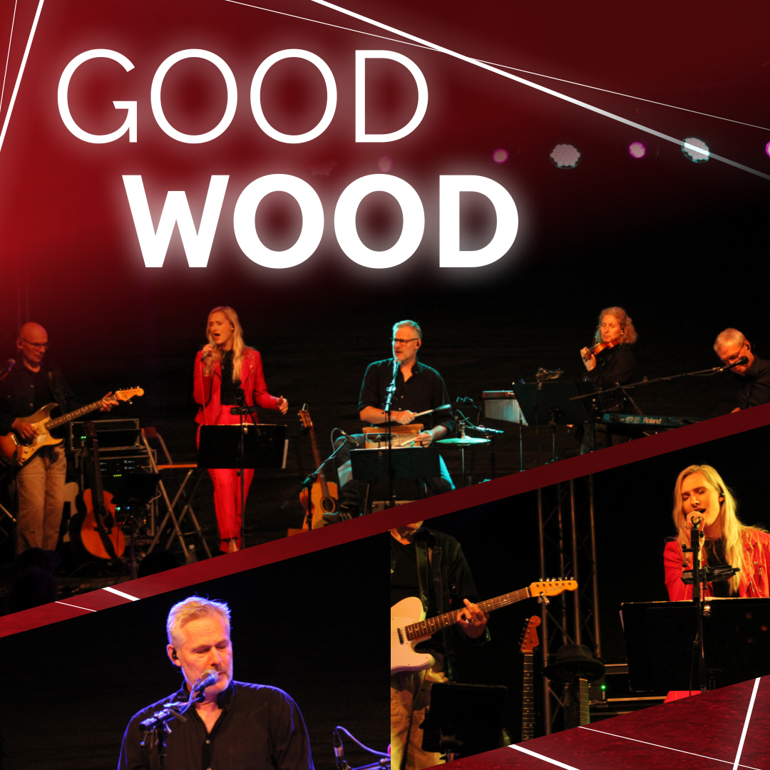 Collage aus Fotos einer Band mit dem Namen Good Wood